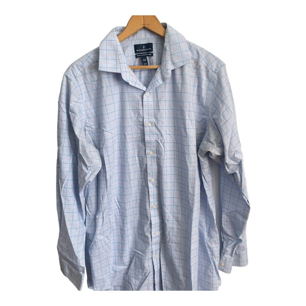 Buttoned Down Tailored Blue Orange Checkered Button Down Dress Shirt Size XXL